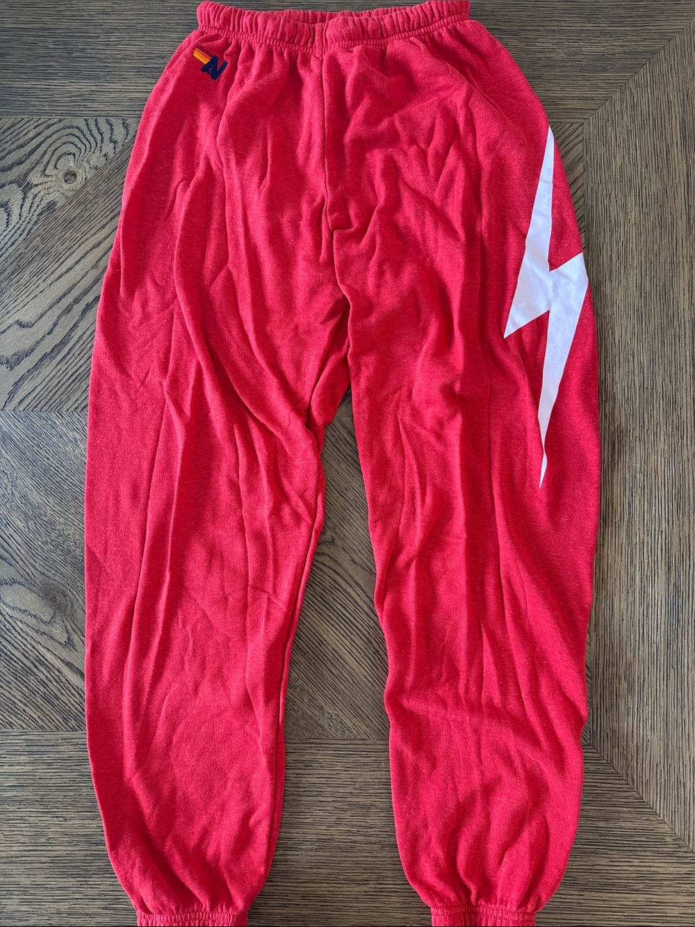 Aviator Nation women’s red Lightning Bolt Sweatpants -